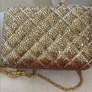 Elegant delill Italy Gold Crystal Evening Clutch- beautiful bag missing stones